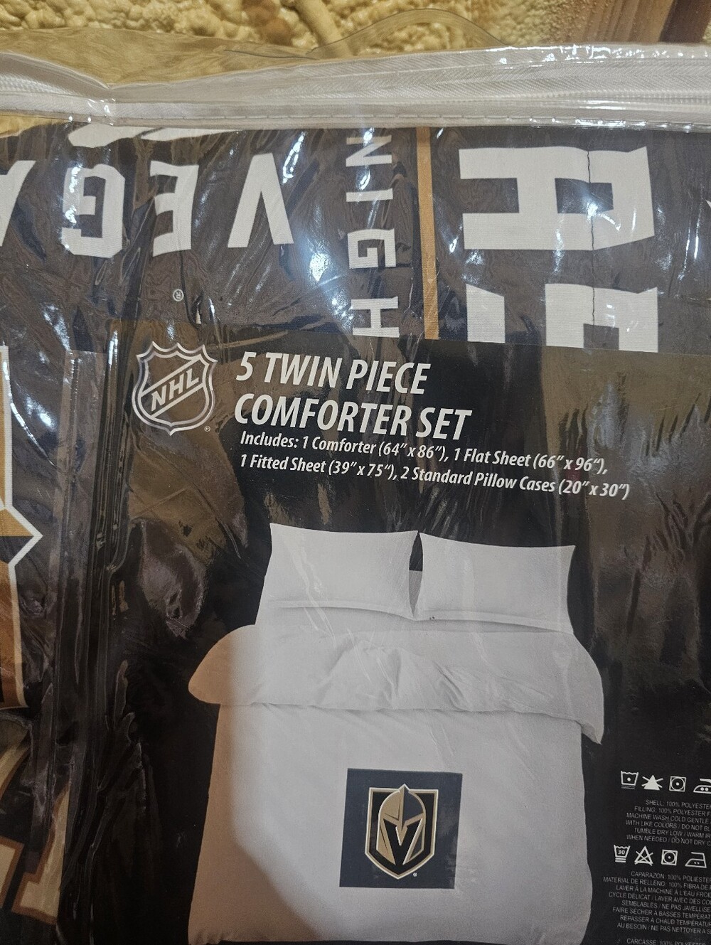 NHL Vegas Golden Knights Black and Gold Comforter Set
